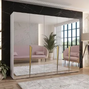 Obrazek Szafa Piano 3-250 biały/złoty