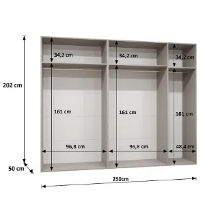 Obrazek Szafa Piano 3-250 kaszmir/złoty