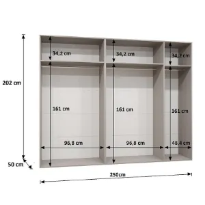 Obrazek Szafa Piano 3-250 czarny/kaszmir