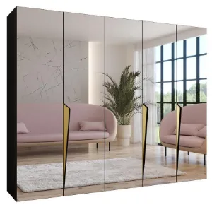 Obrazek Szafa Piano 3-250 czarny/złoty