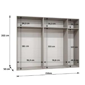 Obrazek Szafa Piano 3-250 kaszmir/czarny