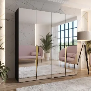 Obrazek Szafa Piano 3-200 czarny/złoty