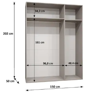 Obrazek Szafa Piano 3-150 biały/czarny