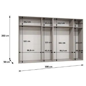 Obrazek Szafa Piano 1-300 (2x150) kaszmir/czarny