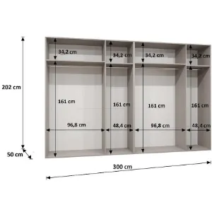 Obrazek Szafa Piano 1-300 (2x150) czarny/kaszmir