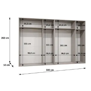 Obrazek Szafa Sandi 2-300 (2x150) biały/złoty