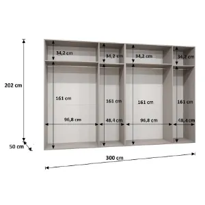 Obrazek Szafa Sandi 1-300 (2x150) kaszmir/czarny