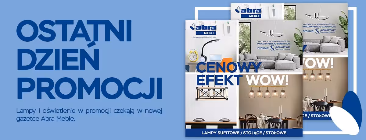 Czas na cenowy efekt WOW w Abra Meble! ✨ Lampy i oświetlenie z nowej gazetki czekają aż do 9 marca! Jasne, że taniej! 💡