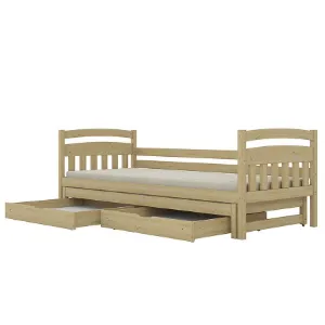 Obrazek Łóżko Tosia dodatkowe spanie + szuflady 80x160 naturalne, nielakierowane