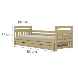 Obrazek Łóżko Tosia dodatkowe spanie + szuflady 80x180 naturalne, nielakierowane