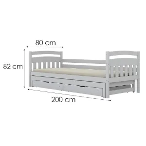 Obrazek Łóżko Tosia dodatkowe spanie + szuflady 80x200 biały