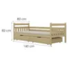 Obrazek Łóżko Dawid duże szuflady 80x160 naturalne, nielakierowane