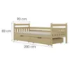 Obrazek Łóżko Dawid duże szuflady 90x200 naturalne, nielakierowane