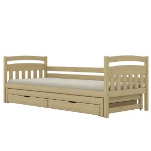 Obrazek Łóżko Dawid dodatkowe spanie + szuflady 80x200 naturalne, lakierowane