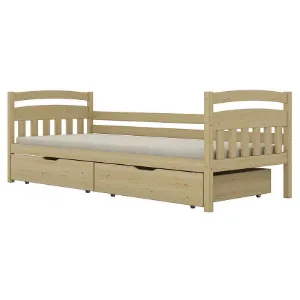 Obrazek Łóżko Dawid duże szuflady 80x200 naturalne, lakierowane