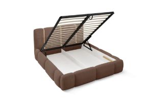 Obrazek Łóżko tapicerowane Merinno 140x200 brązowy bez oświetlenia LED