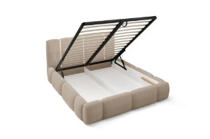 Obrazek Łóżko tapicerowane Merinno 140x200 jasny beż bez oświetlenia LED