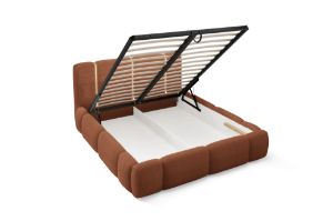 Obrazek Łóżko tapicerowane Merinno 140x200 pomarańczowy bez oświetlenia LED