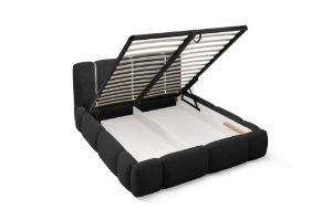 Obrazek Łóżko tapicerowane Merinno 200x200 czarny bez oświetlenia LED