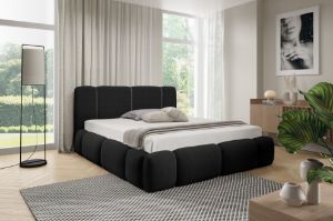Obrazek Łóżko tapicerowane Merinno 200x200 czarny bez oświetlenia LED