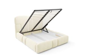 Obrazek Łóżko tapicerowane Ophelio 140x200 kremowy bez oświetlenia LED