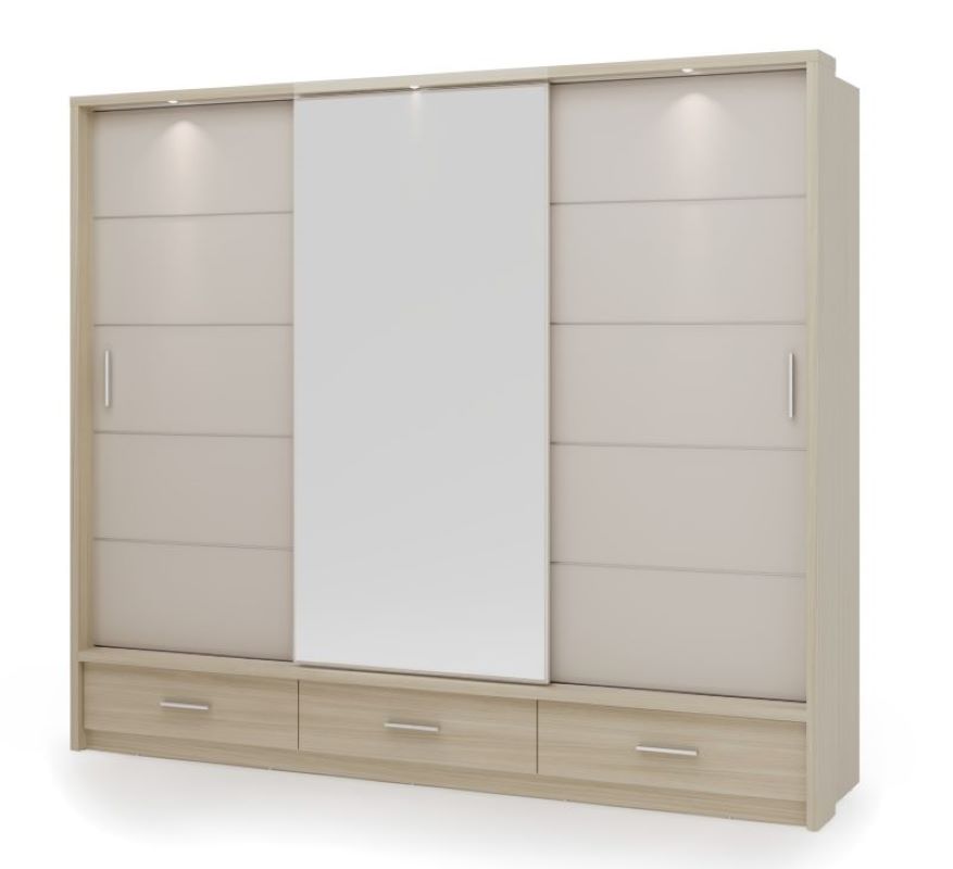 Szafa z lustrem Arti 250 AR-01 dąb barista/beż piaskowy