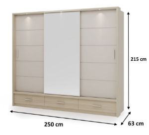 Obrazek Szafa z lustrem Arti 250 AR-01 dąb barista/beż piaskowy