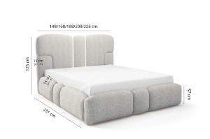 Obrazek Łóżko tapicerowane Ophelio 140x200 szary bez oświetlenia LED