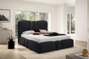 Obrazek Łóżko tapicerowane Ophelio 140x200 czarny bez oświetlenia LED