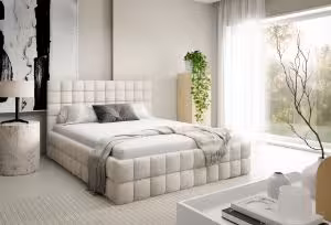 Obrazek Łóżko tapicerowane Dopio 140x200 szarobeżowy