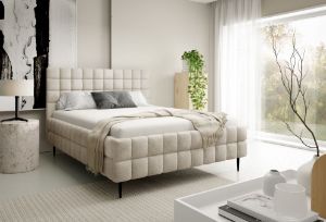Łóżko tapicerowane z nogami Dopio 140x200 śmietankowy