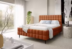 Obrazek Łóżko tapicerowane z nogami Dopio 140x200 pomarańczowy