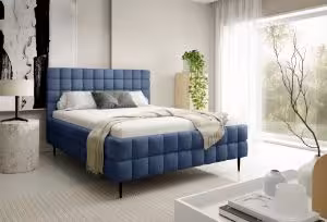 Obrazek Łóżko tapicerowane z nogami Dopio 160x200 granatowy