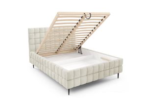 Obrazek Łóżko tapicerowane z nogami Dopio 160x200 śmietankowy