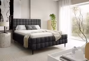 Obrazek Łóżko tapicerowane z nogami Dopio 160x200 grafitowy