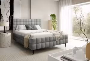 Obrazek Łóżko tapicerowane z nogami Dopio 160x200 jasny szary