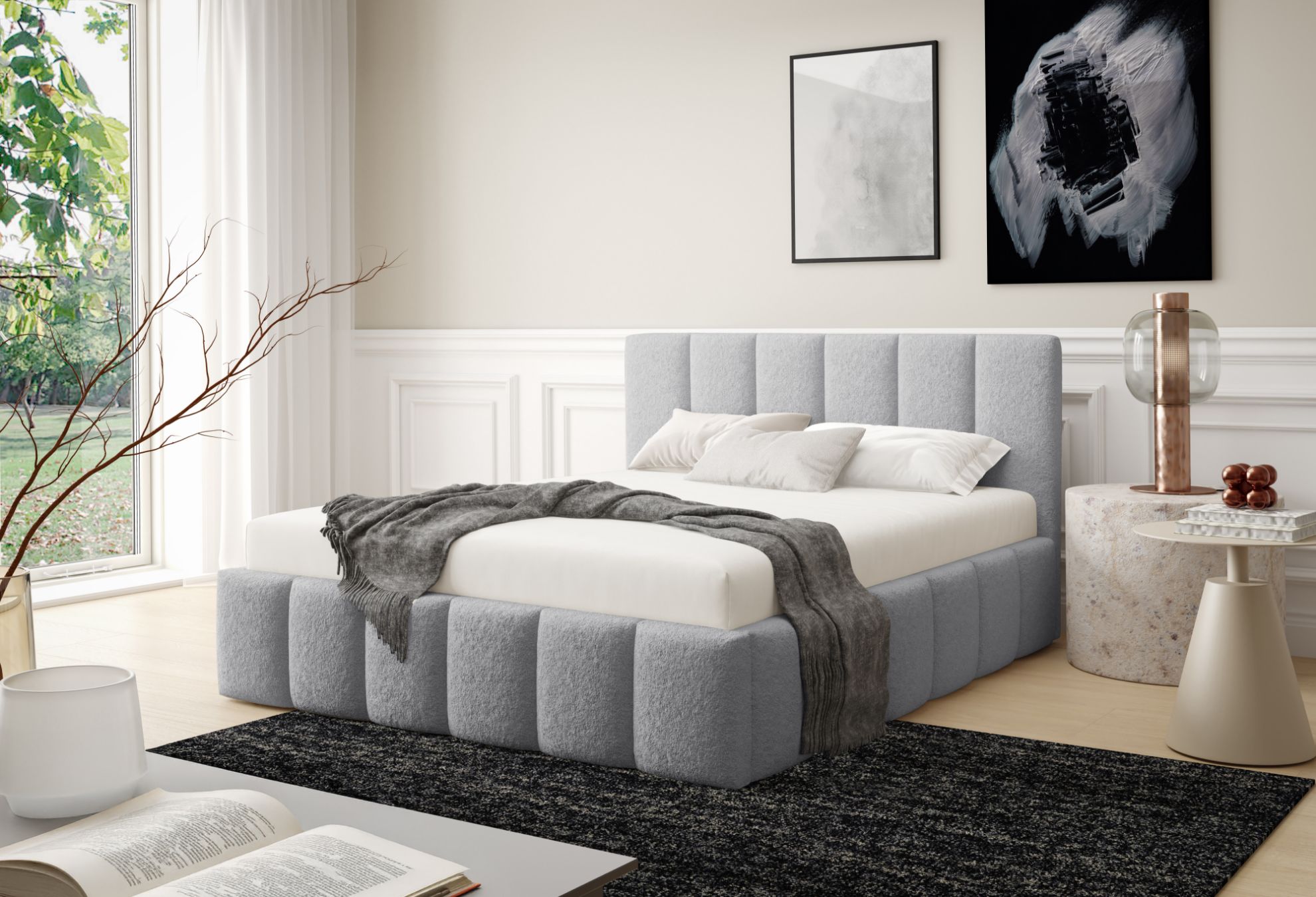 Łóżko tapicerowane Krima 140x200  popielaty