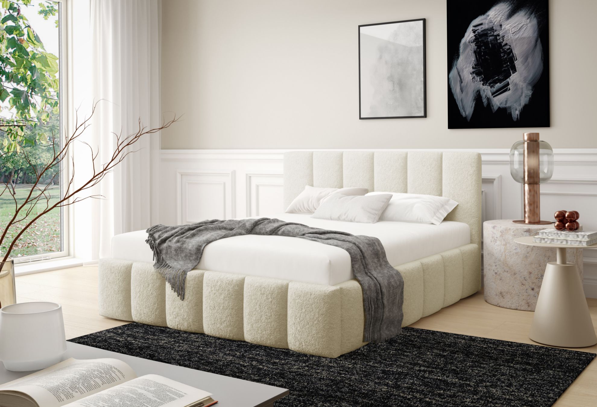 Łóżko tapicerowane Krima 180x200  kremowy