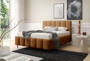 Obrazek Łóżko tapicerowane z nogami Krima 140x200 rudy
