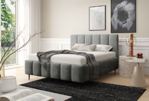 Obrazek Łóżko tapicerowane z nogami Krima 140x200 jasny szary