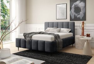 Obrazek Łóżko tapicerowane z nogami Krima 140x200 ciemny szary