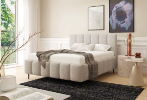 Obrazek Łóżko tapicerowane z nogami Krima 140x200  beżowy