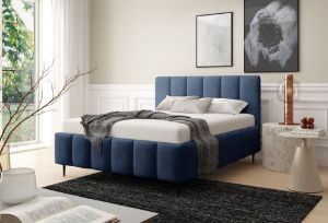Obrazek Łóżko tapicerowane z nogami Krima 180x200 granatowy