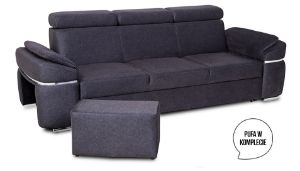 Obrazek Sofa rozkładana z pufą Palermo popielata