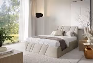 Obrazek Łóżko tapicerowane Kseno 140x200 szarobeżowy