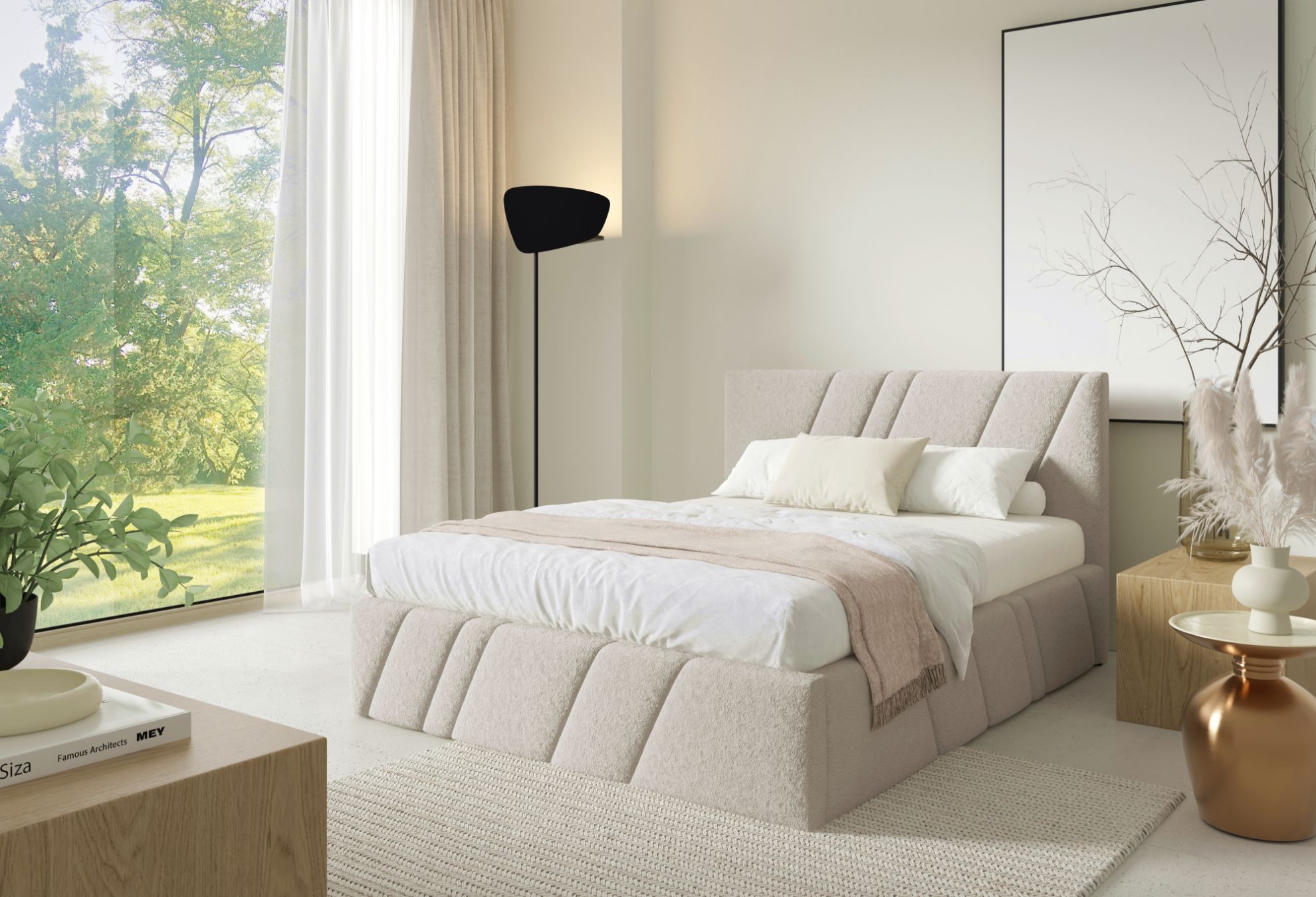 Łóżko tapicerowane Kseno 160x200  beżowy