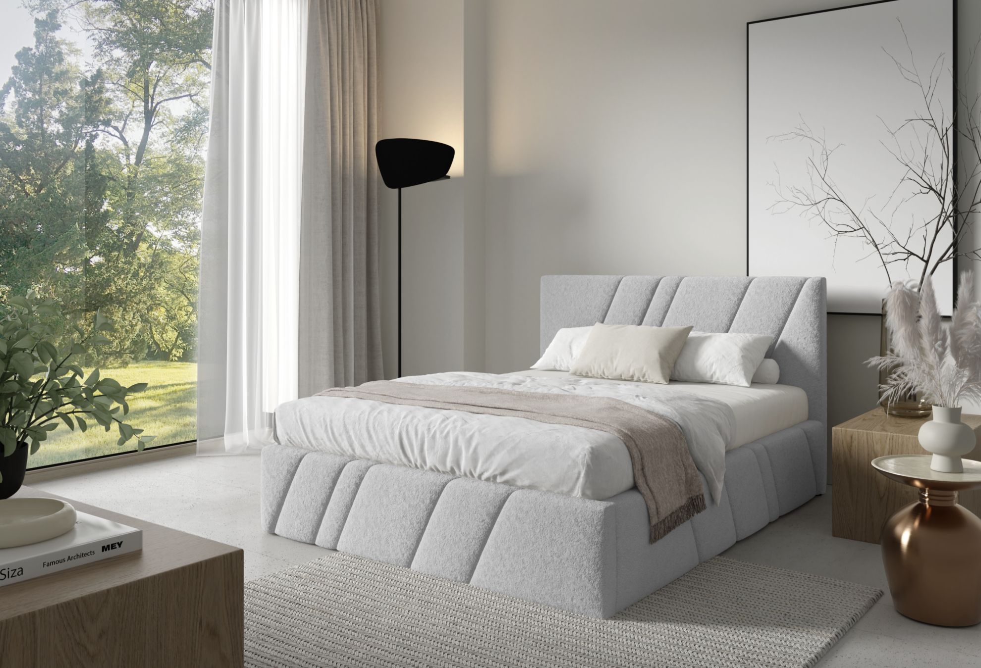 Łóżko tapicerowane Kseno 160x200  popielaty