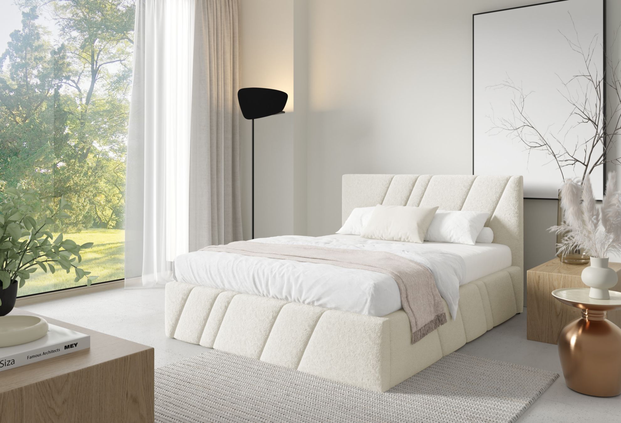 Łóżko tapicerowane Kseno 180x200  kremowy