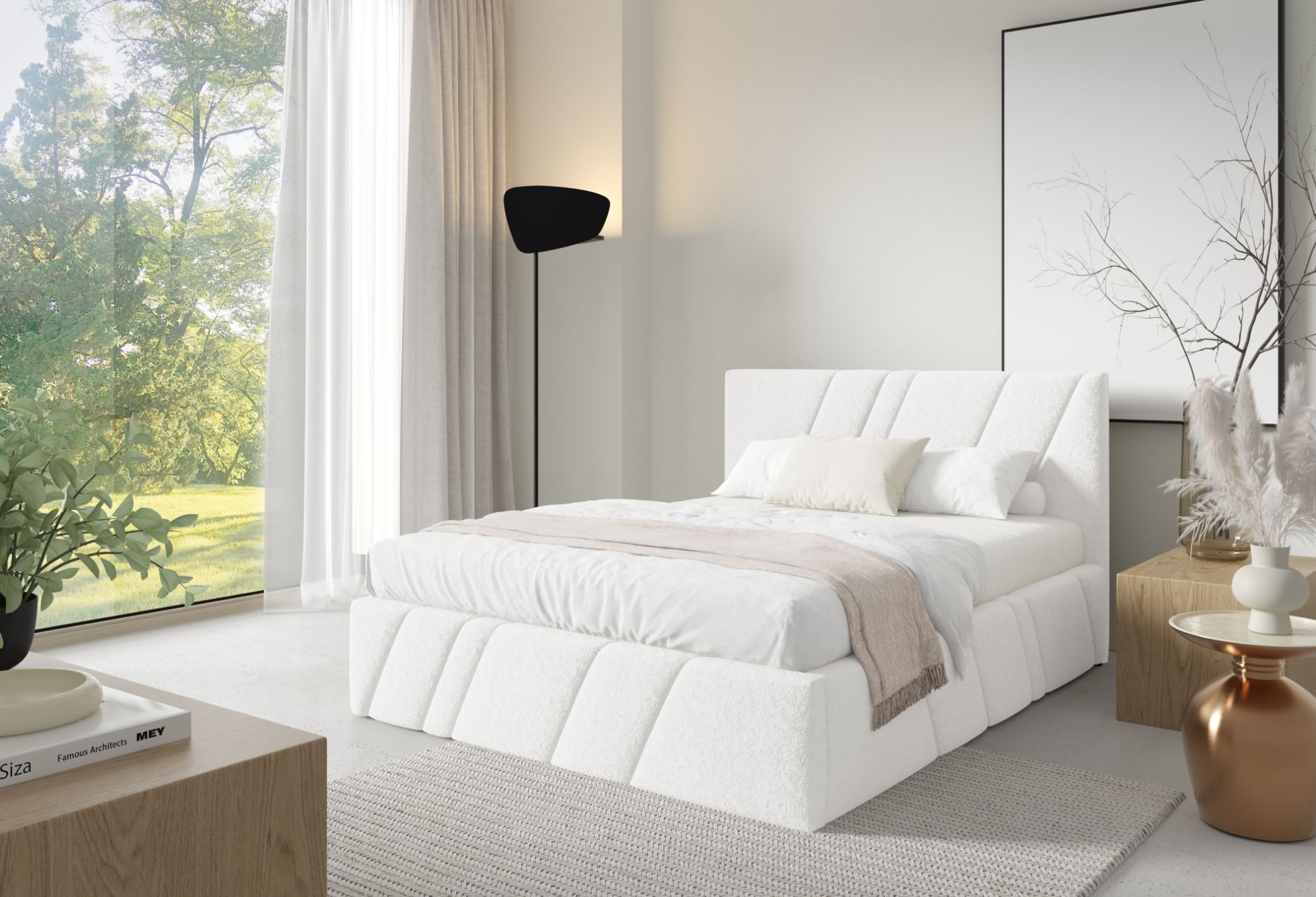 Łóżko tapicerowane Kseno 180x200  biały