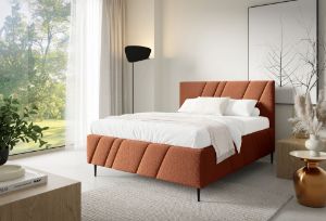 Obrazek Łóżko tapicerowane z nogami Kseno 140x200 pomarańczowy